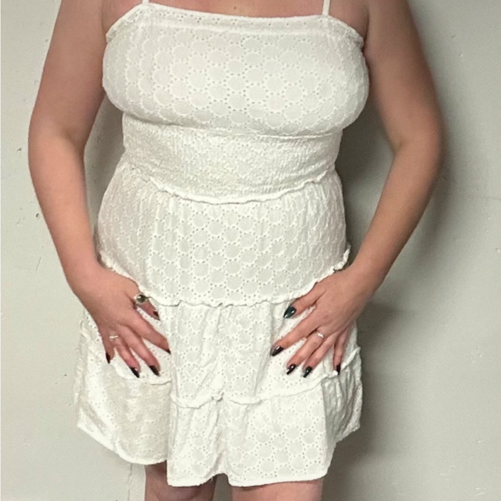 Chic White Eyelet Mini Dress